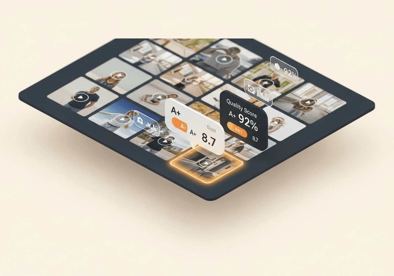 AI frame analysis showing scored video frames